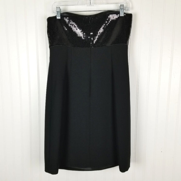 Ann Taylor Sequin Strapless Cocktail Dress Black Size 4 Small Mini LBD - Picture 5 of 10